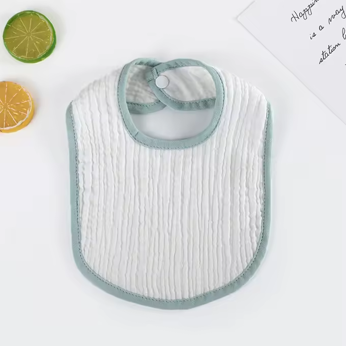 Soft Organic Cotton Muslin Baby Bibs – Newborn U-shaped Bib With Adjustable Snap Closure