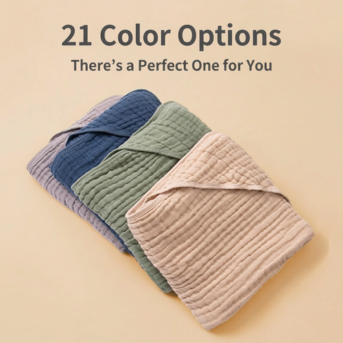 Essential Baby Hooded Towel in Class A Cotton – 6 Layers of Pure Muslin Softness