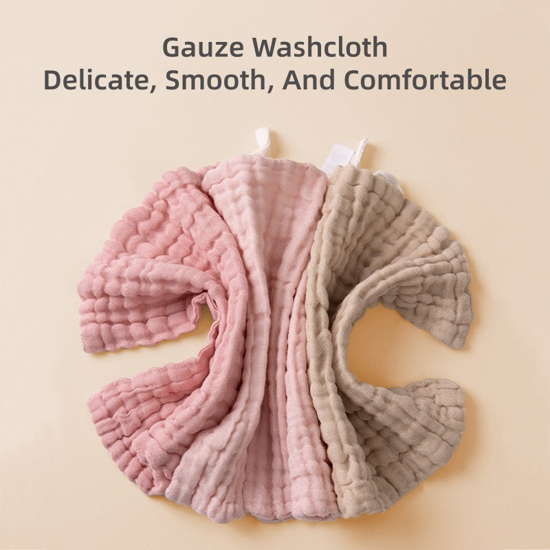 100% Muslin Cotton Baby Wash Cloth – 30*30 CM 6-Layer Solid Color Gauze Square Scarf