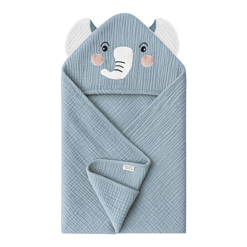 100% Cotton 4-Layer Gauze Hooded Baby Towel – Skin-Friendly, Reusable Newborn Blanket with Cute Pattern