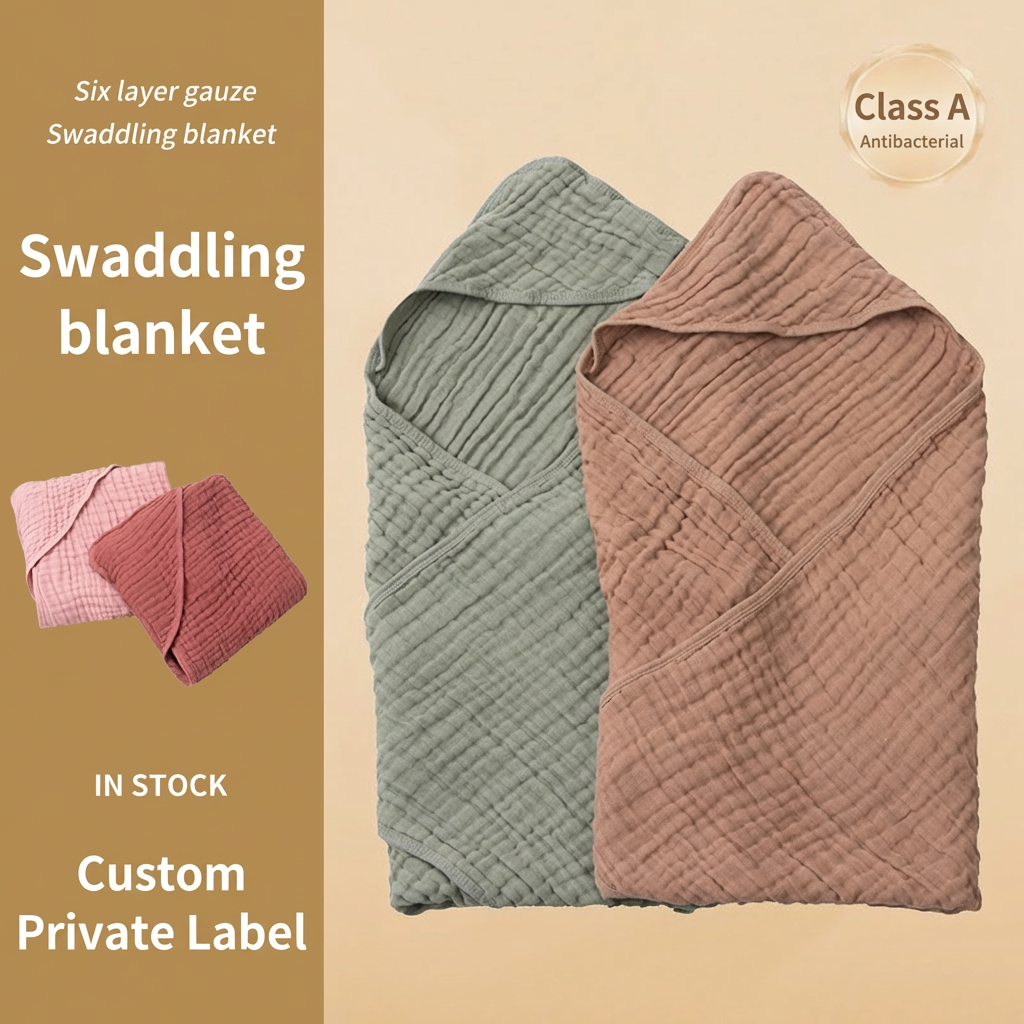 Essential Baby Hooded Towel in Class A Cotton – 6 Layers of Pure Muslin Softness