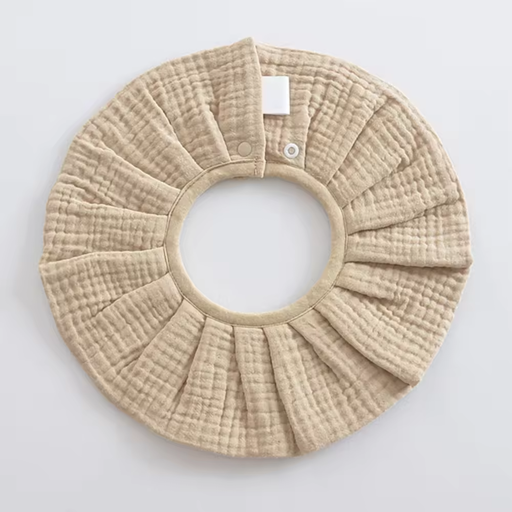 Pleats 360° Rotate Cotton Baby Bib – Soft 6-Layer Muslin Bib, Adjustable Snap Drool Cloth