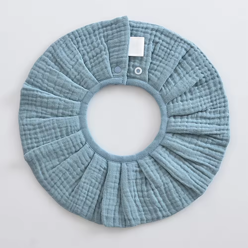 Pleats 360° Rotate Cotton Baby Bib – Soft 6-Layer Muslin Bib, Adjustable Snap Drool Cloth