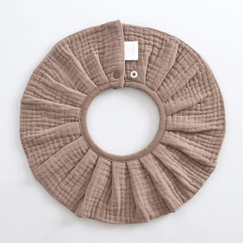 Pleats 360° Rotate Cotton Baby Bib – Soft 6-Layer Muslin Bib, Adjustable Snap Drool Cloth