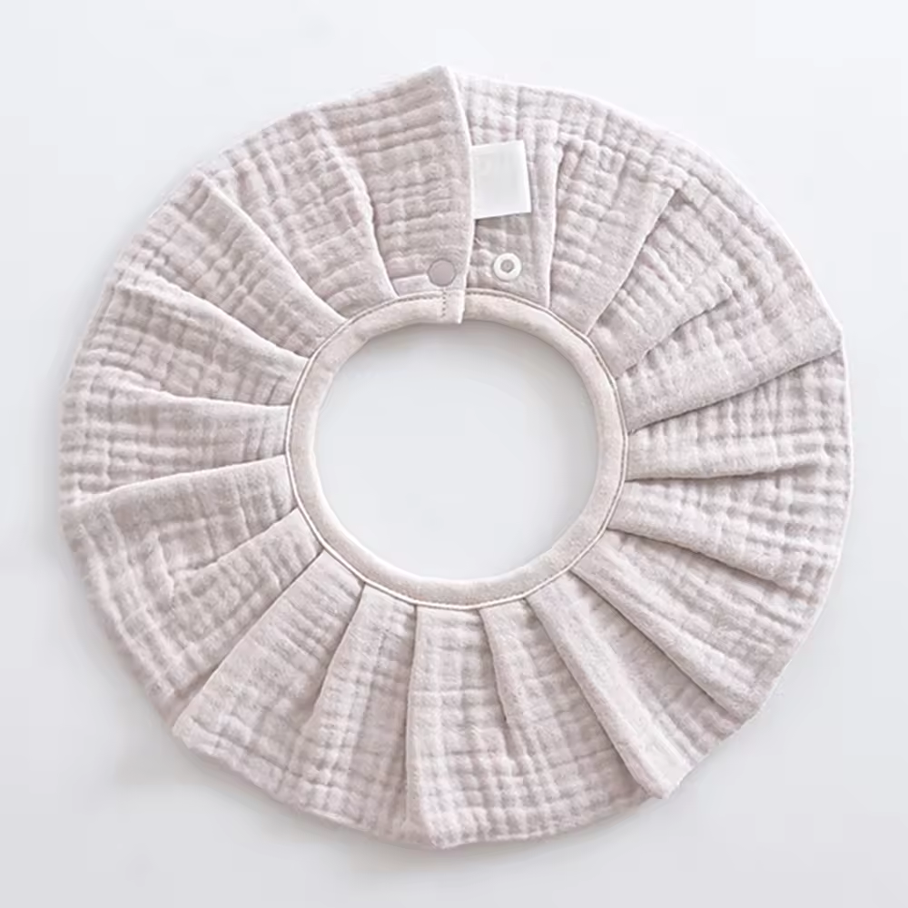 Pleats 360° Rotate Cotton Baby Bib – Soft 6-Layer Muslin Bib, Adjustable Snap Drool Cloth