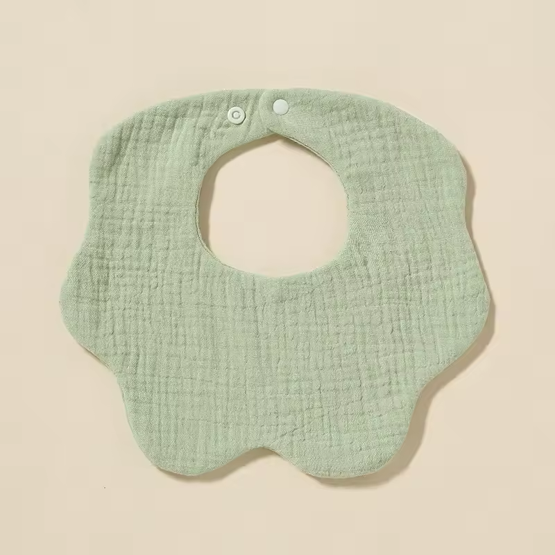 Newborn Muslin 360 Bibs – 100% Cotton, 6-Layer Absorbent, Soft Baby Bib with Secure Button Closure