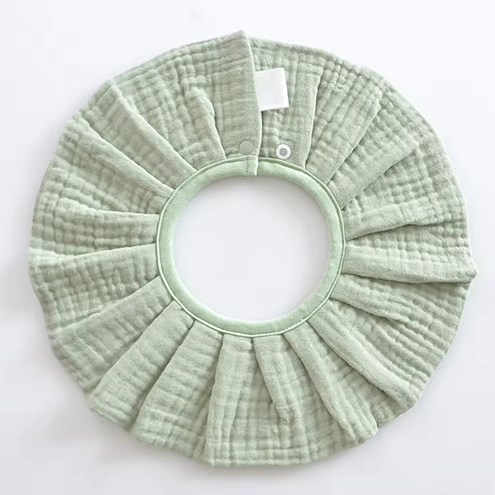 Pleats 360° Rotate Cotton Baby Bib – Soft 6-Layer Muslin Bib, Adjustable Snap Drool Cloth