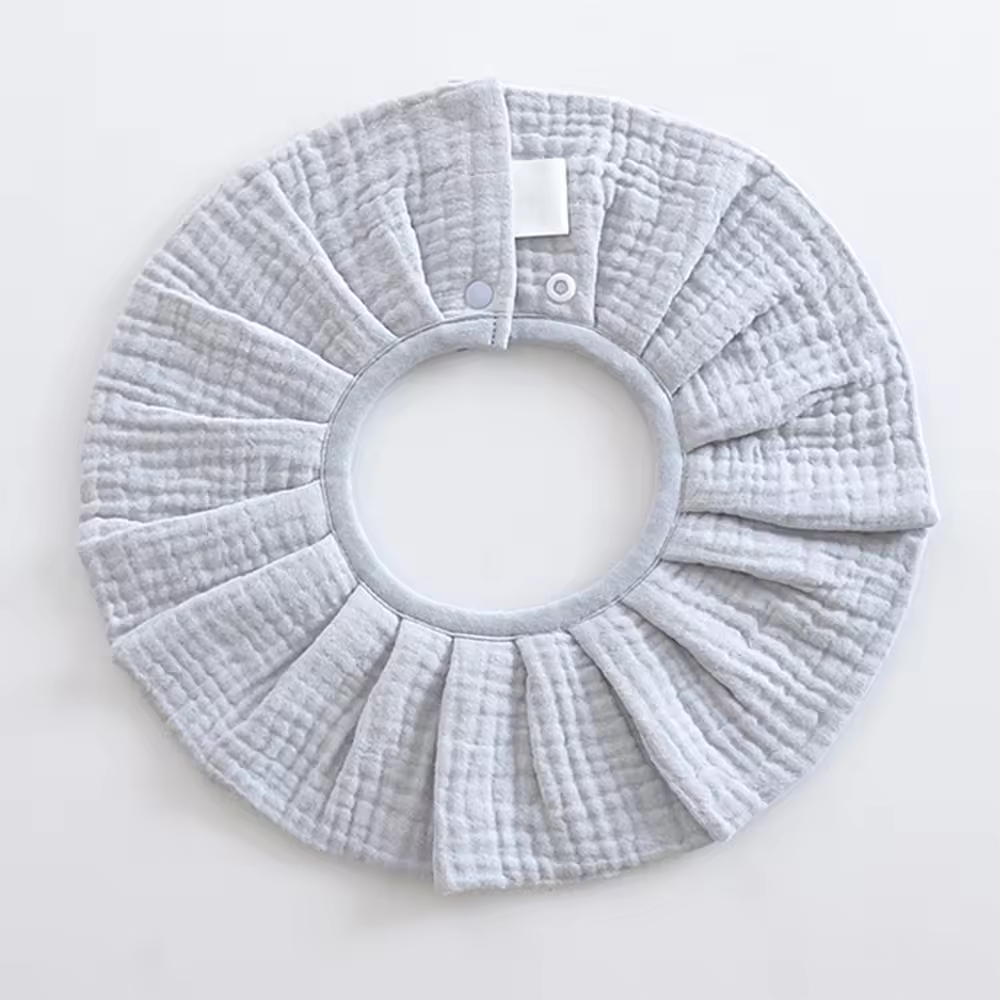Pleats 360° Rotate Cotton Baby Bib – Soft 6-Layer Muslin Bib, Adjustable Snap Drool Cloth