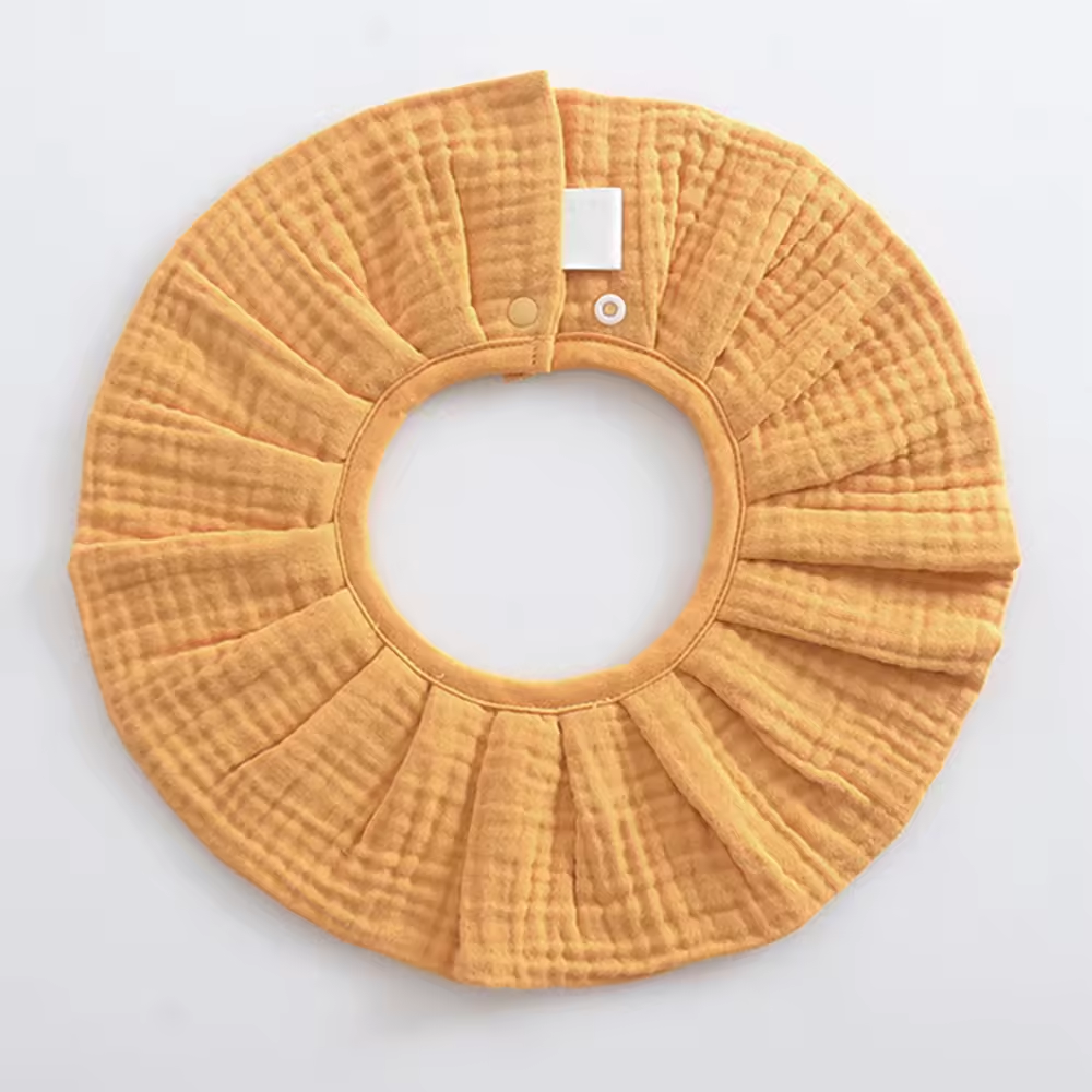 Pleats 360° Rotate Cotton Baby Bib – Soft 6-Layer Muslin Bib, Adjustable Snap Drool Cloth