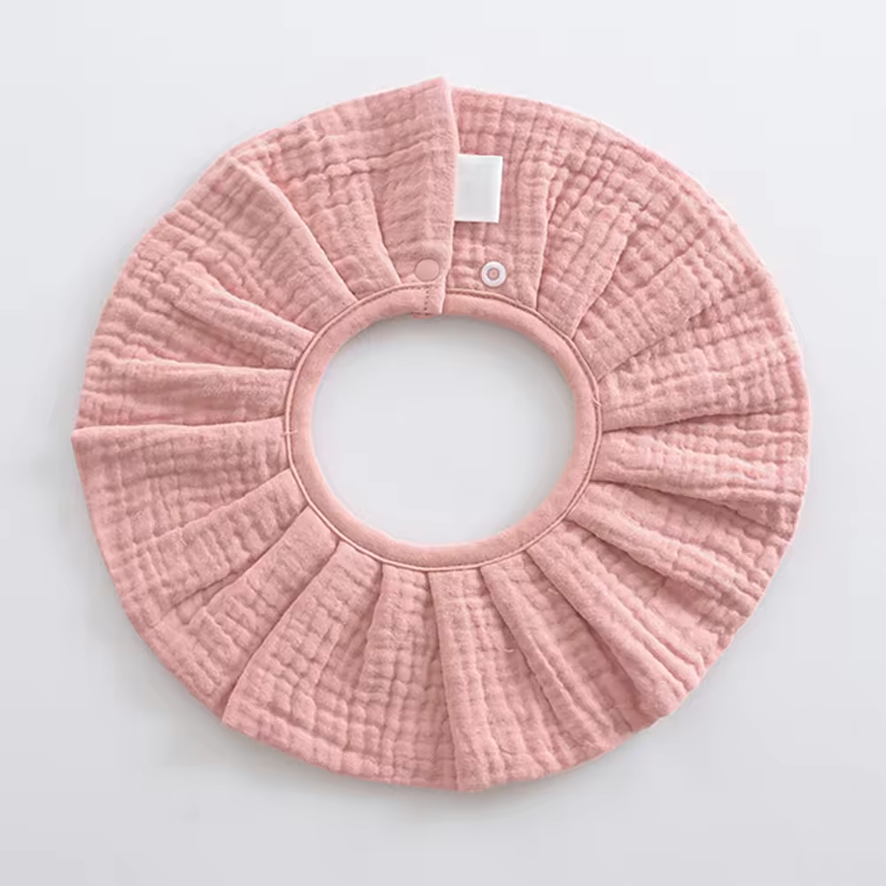 Pleats 360° Rotate Cotton Baby Bib – Soft 6-Layer Muslin Bib, Adjustable Snap Drool Cloth