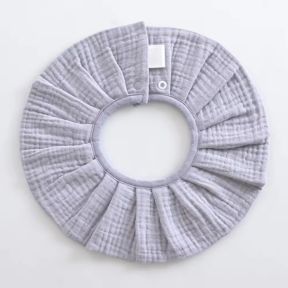 Pleats 360° Rotate Cotton Baby Bib – Soft 6-Layer Muslin Bib, Adjustable Snap Drool Cloth