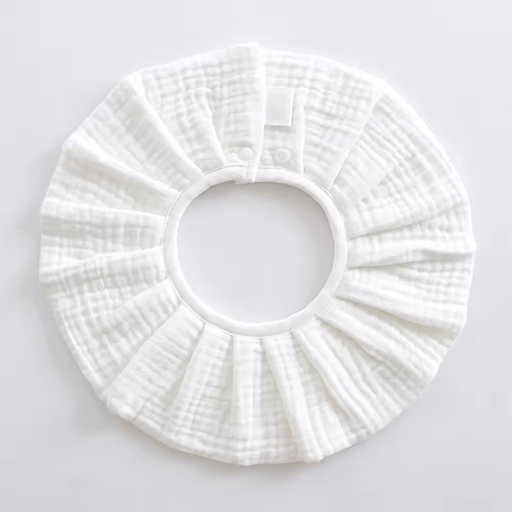 Pleats 360° Rotate Cotton Baby Bib – Soft 6-Layer Muslin Bib, Adjustable Snap Drool Cloth