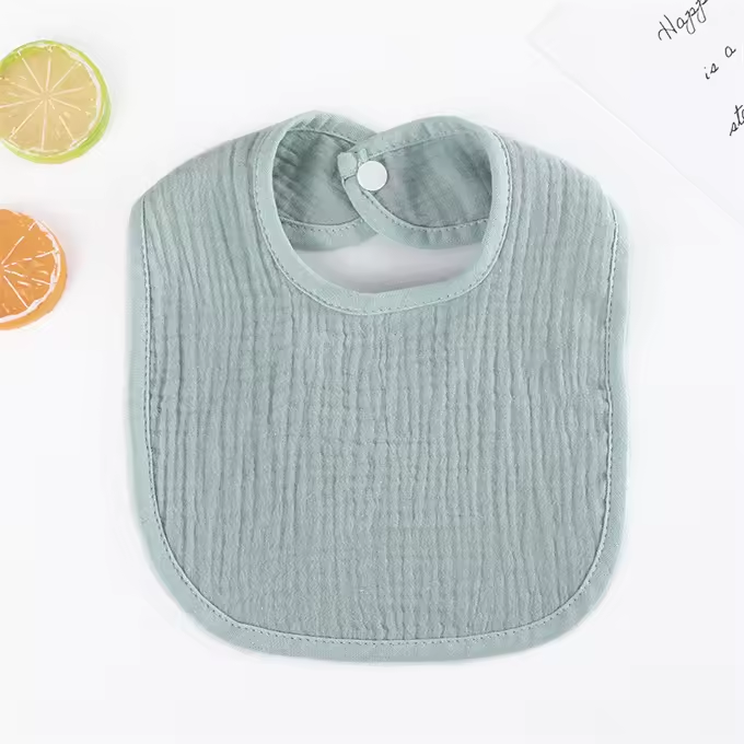 Soft Organic Cotton Muslin Baby Bibs – Newborn U-shaped Bib With Adjustable Snap Closure