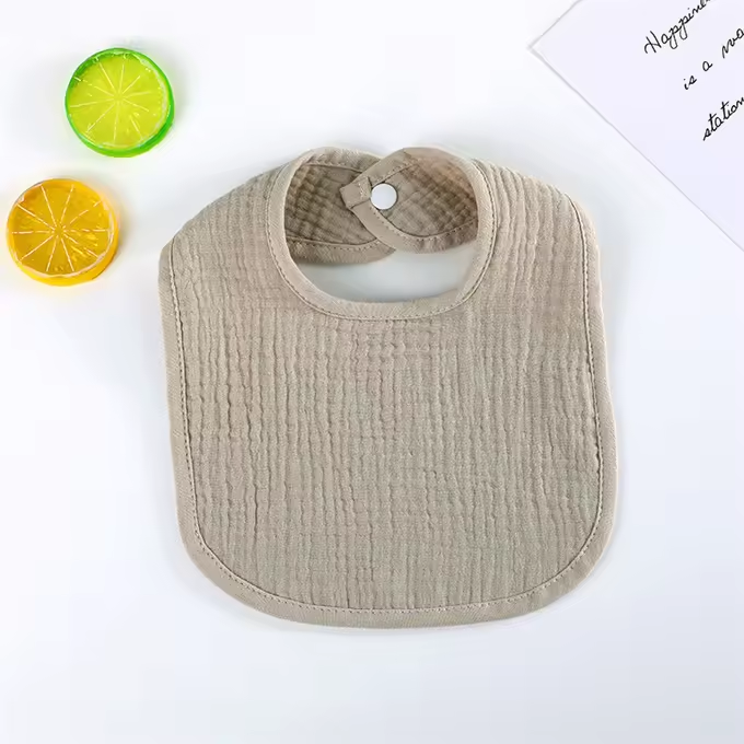 Soft Organic Cotton Muslin Baby Bibs – Newborn U-shaped Bib With Adjustable Snap Closure