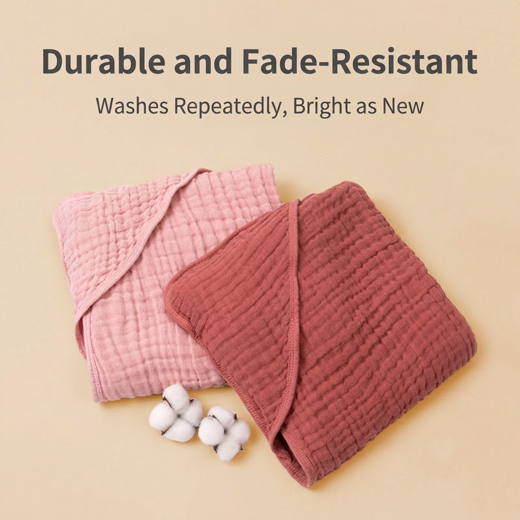 Essential Baby Hooded Towel in Class A Cotton – 6 Layers of Pure Muslin Softness