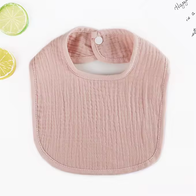 Soft Organic Cotton Muslin Baby Bibs – Newborn U-shaped Bib With Adjustable Snap Closure